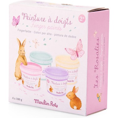 4 pots de peinture à doigts pastel Les Rosalies - Moulin Roty