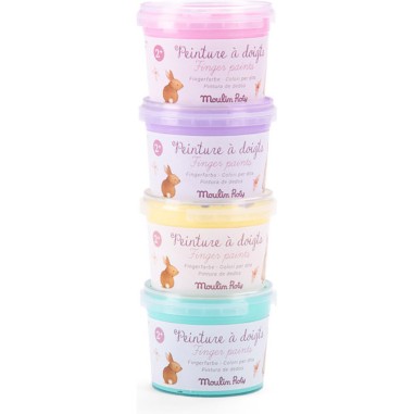 4 pots de peinture à doigts pastel Les Rosalies - Moulin Roty