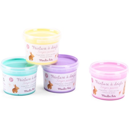 4 pots de peinture à doigts pastel Les Rosalies - Moulin Roty