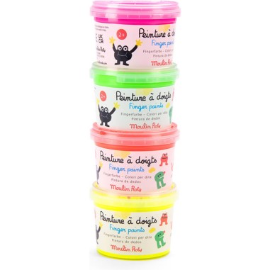 4 pots de peinture à doigts fluo Les Schmouks - Moulin Roty