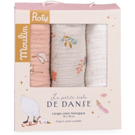 Set de 3 langes imprimés La petite école de danse - Moulin Roty