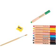 9 crayons de couleurs 3 en 1 Les Schmouks - Moulin Roty 2