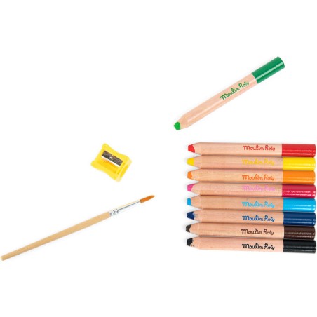 9 crayons de couleurs 3 en 1 Les Schmouks - Moulin Roty