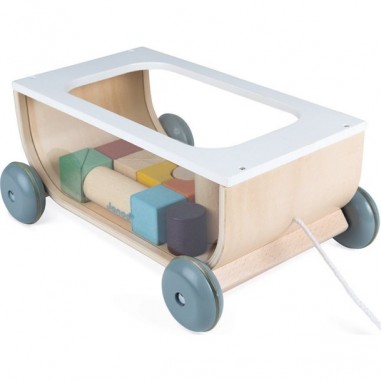 Cubes en bois bébé - Chariot à tirer Sweet Cocoon Janod