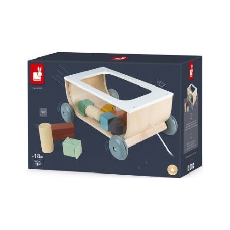 Cubes en bois bébé - Chariot à tirer Sweet Cocoon Janod