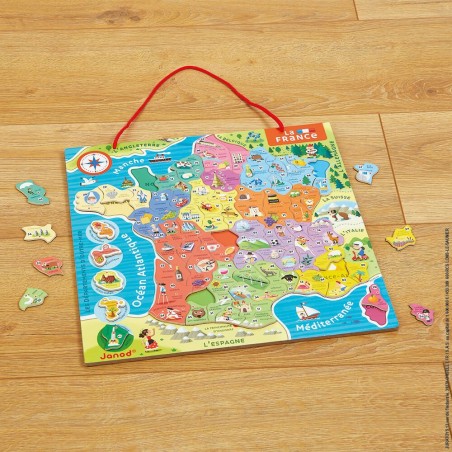 Puzzle carte de France magnétique Janod avec départements et régions