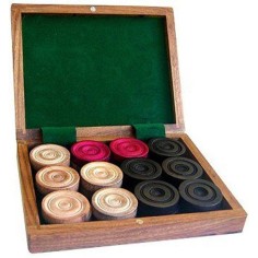 Pions de Carrom boîte Bois - Jeux classiques - Jeux de société - Carrom Art