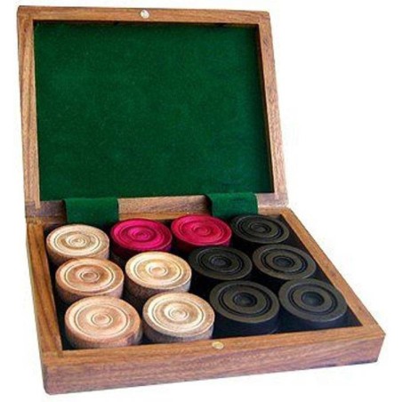 Pions de Carrom boîte Bois - Jeux classiques - Jeux de société - Carrom Art