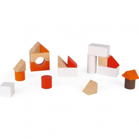 Chariot en bois Janod Lapin avec 19 blocs de construction