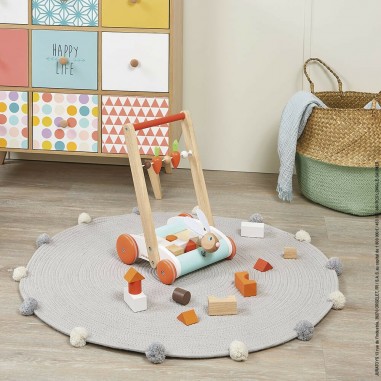 Chariot en bois Janod Lapin avec 19 blocs de construction