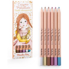 6 crayons métallisés Les Rosalies - Moulin Roty