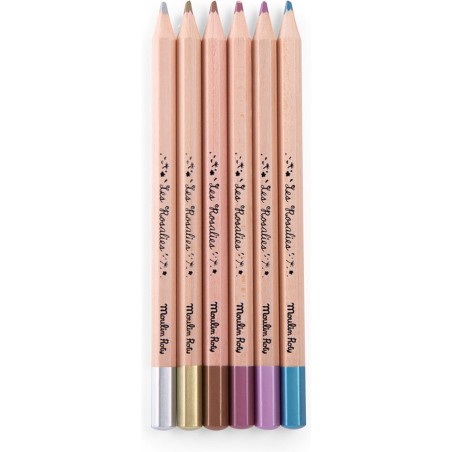 6 crayons métallisés Les Rosalies - Moulin Roty