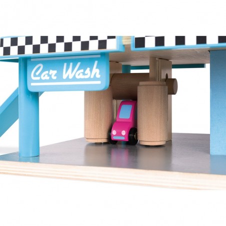 Garage jouet en bois enfant - station de lavage et station service