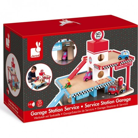 Garage jouet en bois enfant - station de lavage et station service