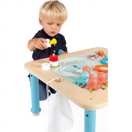 Table d'activité bébé évolutive avec tableau magnétique réglable en hauteur