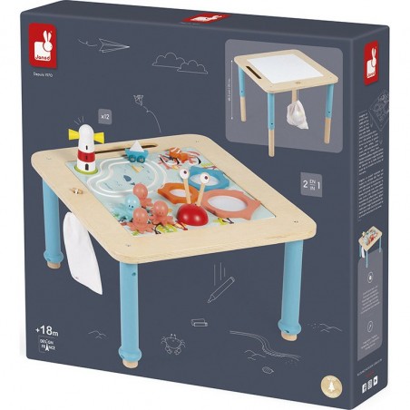 Table d'activité bébé évolutive avec tableau magnétique réglable en hauteur