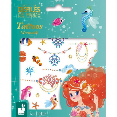 Set de tatouages lavables pour enfant Janod Sirènes