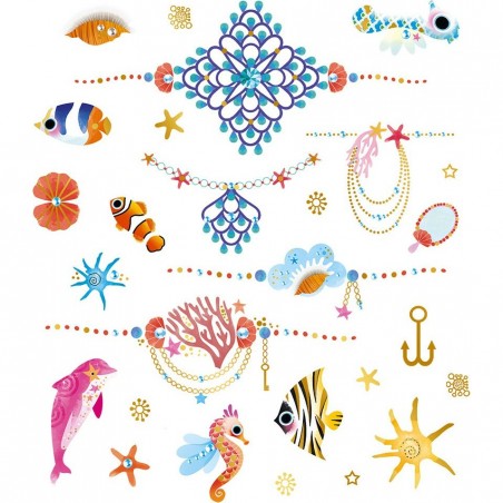 Set de tatouages lavables pour enfant Janod Sirènes