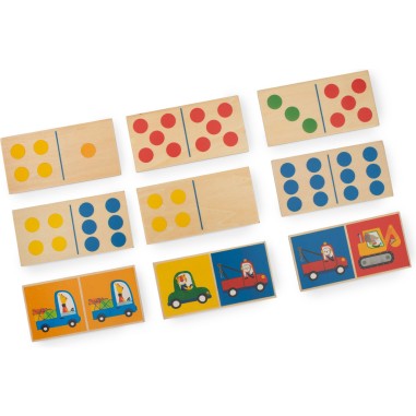 Jeu de dominos véhicules en bois Les Popipop - Moulin Roty