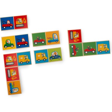 Jeu de dominos véhicules en bois Les Popipop - Moulin Roty
