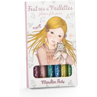 6 feutres à paillettes Les Rosalies - Moulin Roty