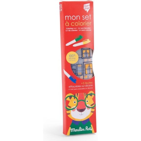 Set en silicone à colorier et 5 feutres Les Popipop - Moulin Roty