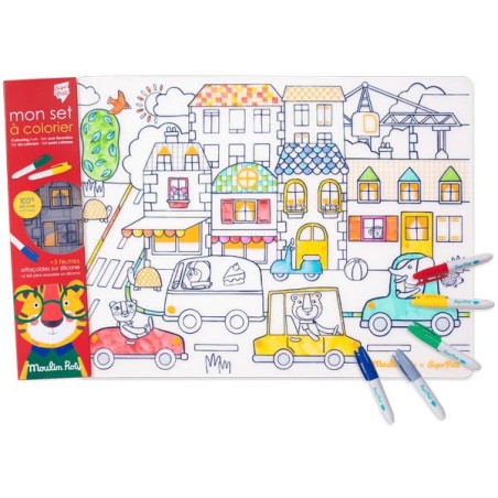 Set en silicone à colorier et 5 feutres Les Popipop - Moulin Roty
