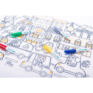 Set en silicone à colorier et 5 feutres Les Popipop - Moulin Roty