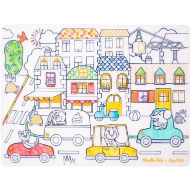 Set en silicone à colorier et 5 feutres Les Popipop - Moulin Roty