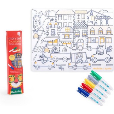 Set en silicone à colorier et 5 feutres Les Popipop - Moulin Roty