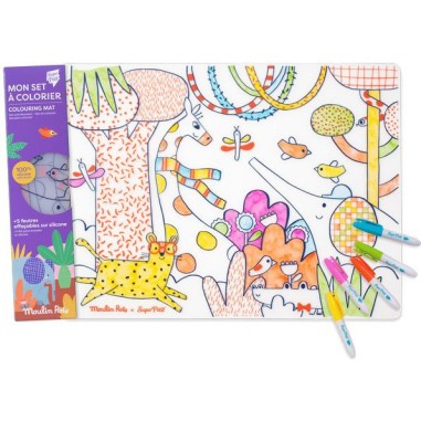 Set en silicone à colorier et 5 feutres Les Toupitis - Moulin Roty