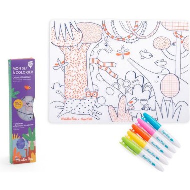 Set en silicone à colorier et 5 feutres Les Toupitis - Moulin Roty