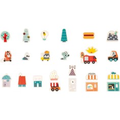 Jeu Magnets villes - 24 aimants bois pour tableau enfant 2 ans - Janod 2