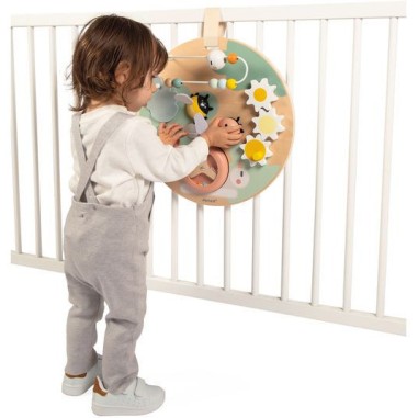 Panneau activités en bois bébé 12 mois, jouet éveil motricité - Janod