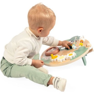 Panneau activités en bois bébé 12 mois, jouet éveil motricité - Janod