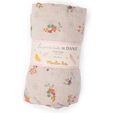 Drap housse fleurs lit bébé 70 x 140 cm La petite école de danse - Moulin Roty