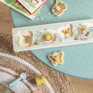 Puzzle encastrable 4 animaux Trois petits lapins - Moulin Roty