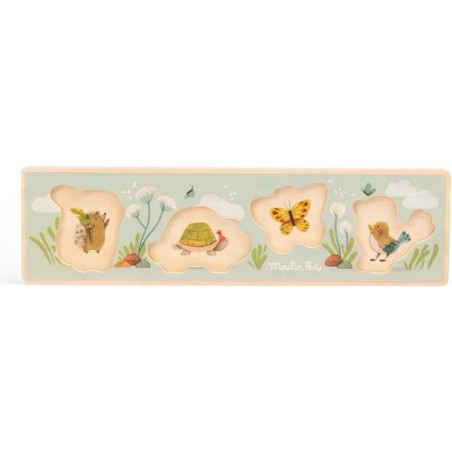 Puzzle encastrable 4 animaux Trois petits lapins - Moulin Roty