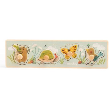 Puzzle encastrable 4 animaux Trois petits lapins - Moulin Roty