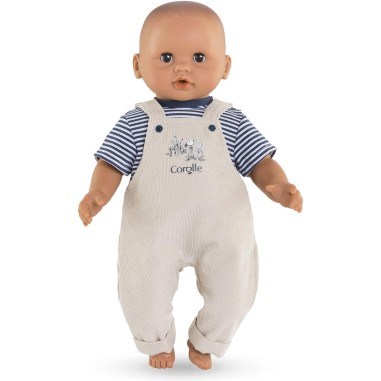 Vêtements pour poupon 30 cm : t-shirt et salopette écru bords de loire - Corolle