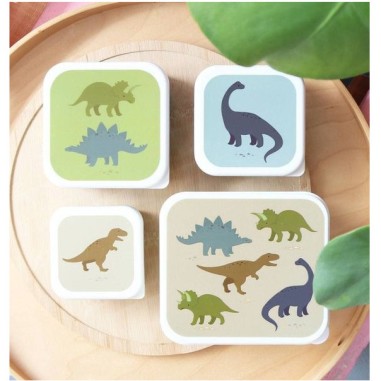 4 boites à goûter Dinosaures - Lunch box - A Little Lovely Company