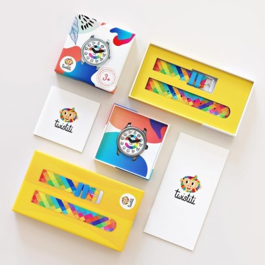 Animaux Arlequin - : La montre pédagogique qui apprend l'heure à vos enfants - Twistiti