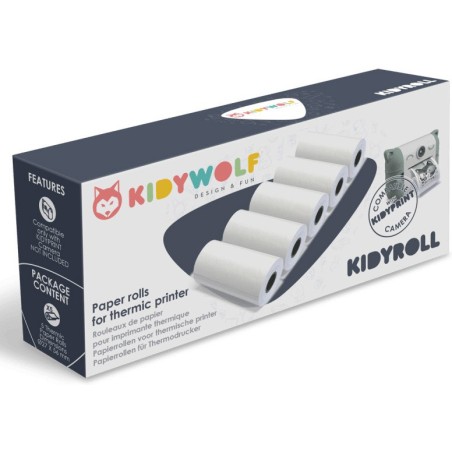 Kidyroll x 5 rouleaux de papier autocollant Kidyprint - Kidywolf