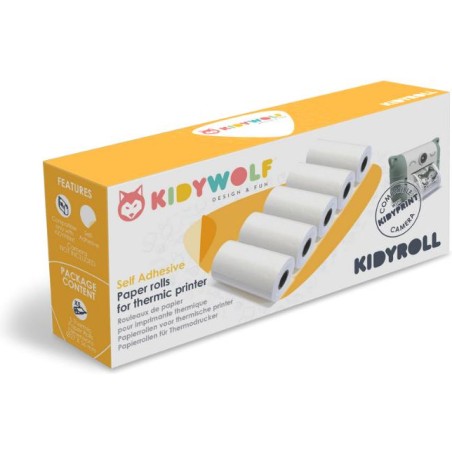 5 rouleaux de papier autocollant pour Kidyprint - Kidywolf