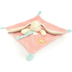 Doudou plat rose Lapin Ciboulette 27 cm - Doudou et Compagnie