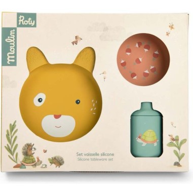 Set vaisselle silicone Trois Petits Lapins - Moulin Roty