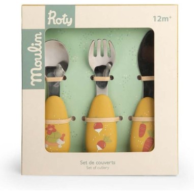 Set couverts silicone Trois Petits Lapins - Moulin Roty