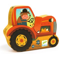 Puzzle silhouette Tracteur 16 pièces - Djeco