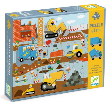 Puzzle Géant - Le chantier - 12pcs + 5pcs - Djeco