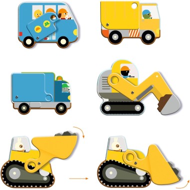 Puzzle Géant - Le chantier - 12pcs + 5pcs - Djeco